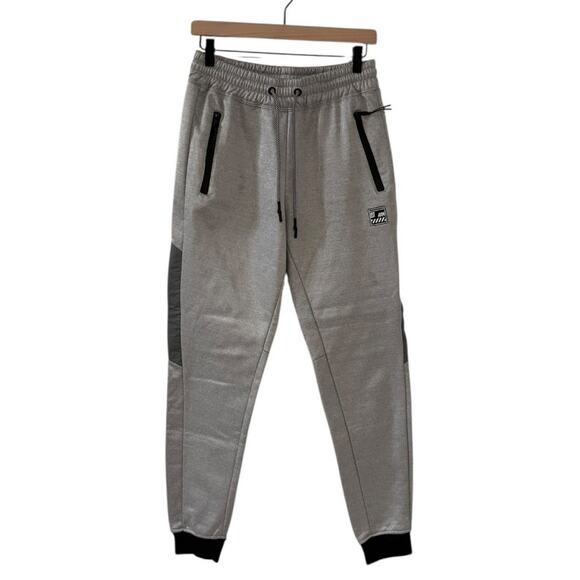 Encrypted Silver Gray Sweatpants Medium Tech Edge Zippered Pockets Urban Comfort - Picture 1 of 7